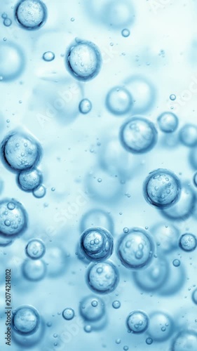 Abstract blue water bubbles background with floating air spheres.