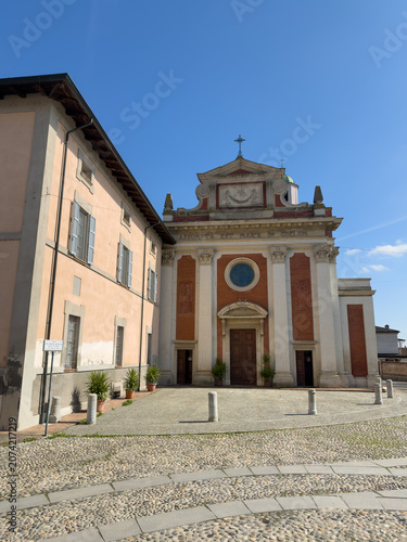 The facade and the square in front of the church of Santa Maria Assunta in Sarmato