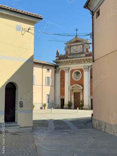 The facade and the square in front of the church of Santa Maria Assunta in Sarmato