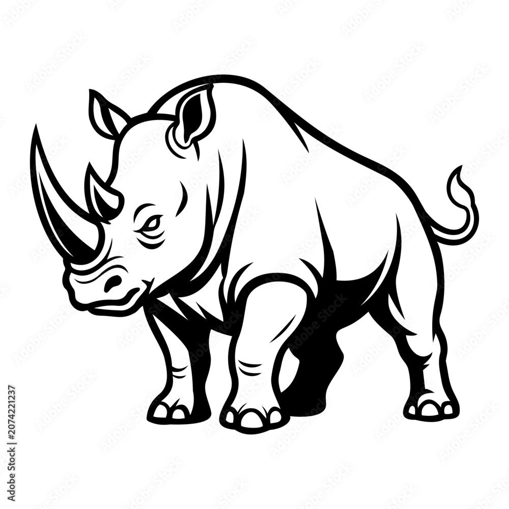 Fototapeta premium Rhino Illustration Character Vector Logo Template