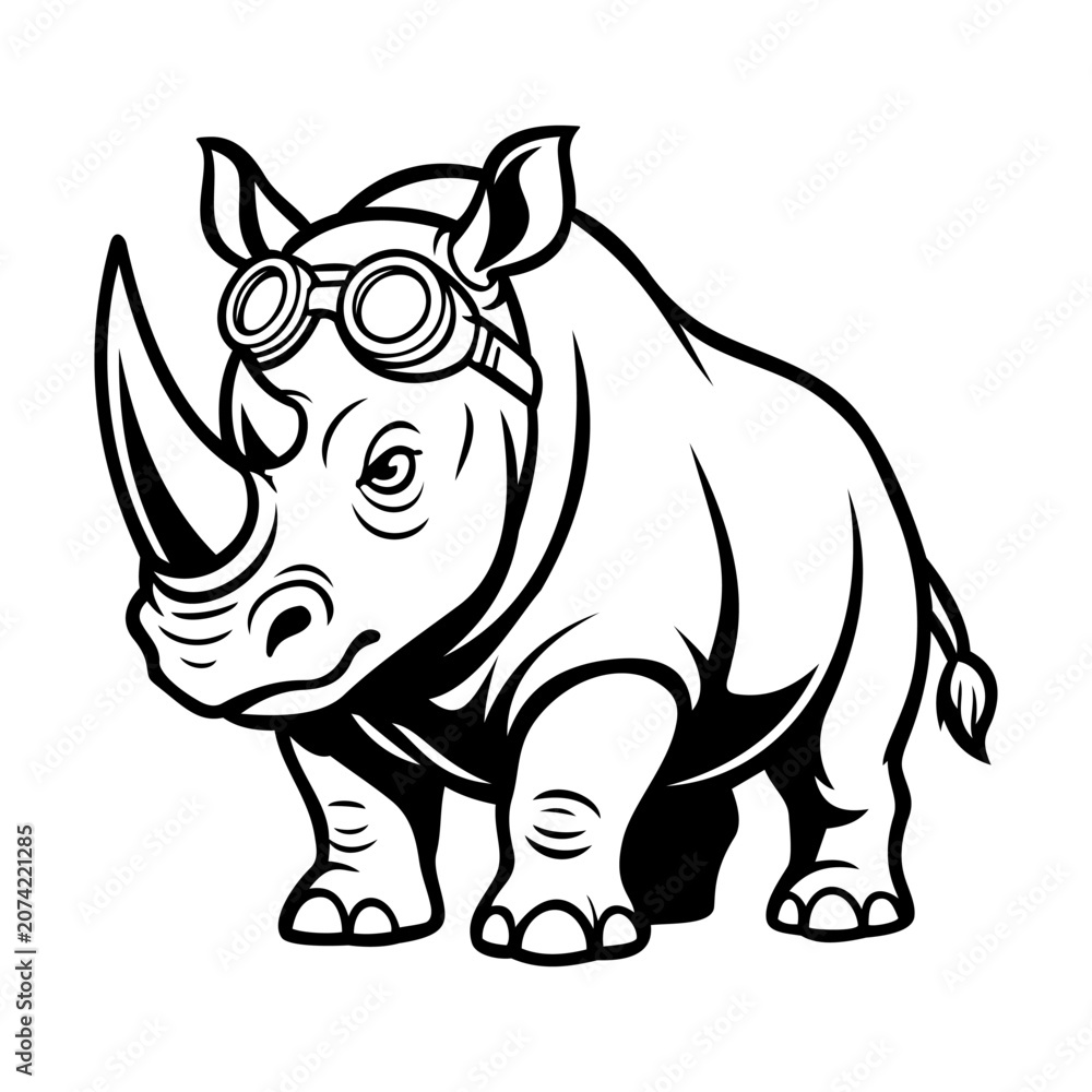 Fototapeta premium Rhino Illustration Character Vector Logo Template