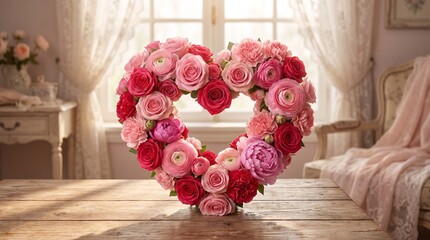  Heart Shape Floral Mother's Day Romantic Banner