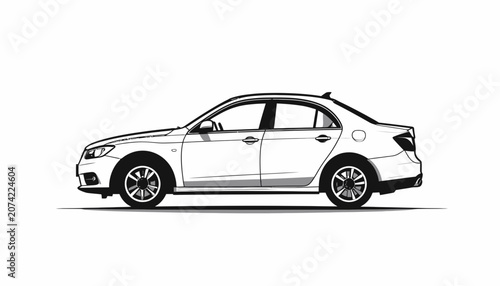 Tablou pe pânză Side View of a Sedan Car.