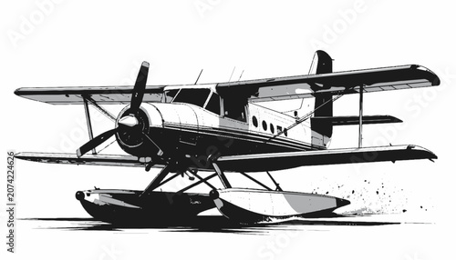 Fotografie Vintage Seaplane Float Plane Aircraft.