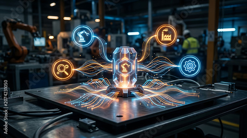 AI agent workflow streamlines industrial automation process on digital tablet