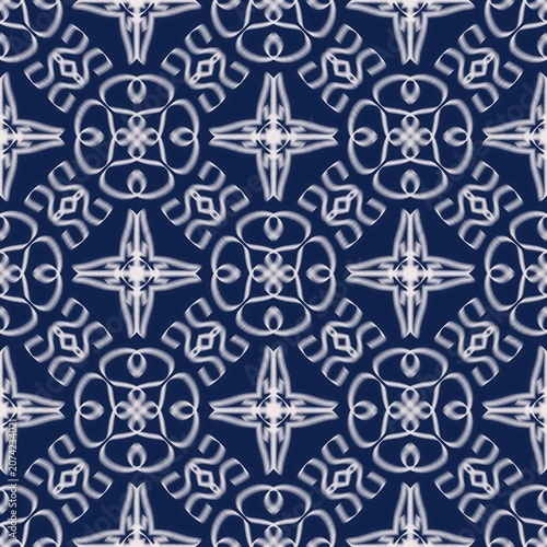 Blue Ceramic Tile Seamless Pattern