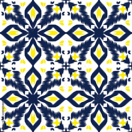 Blue Yellow Ceramic Tile Pattern