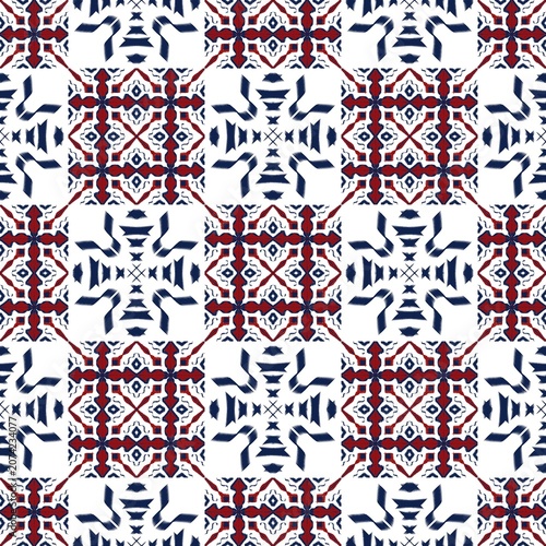 Red Blue Decorative Grid Pattern