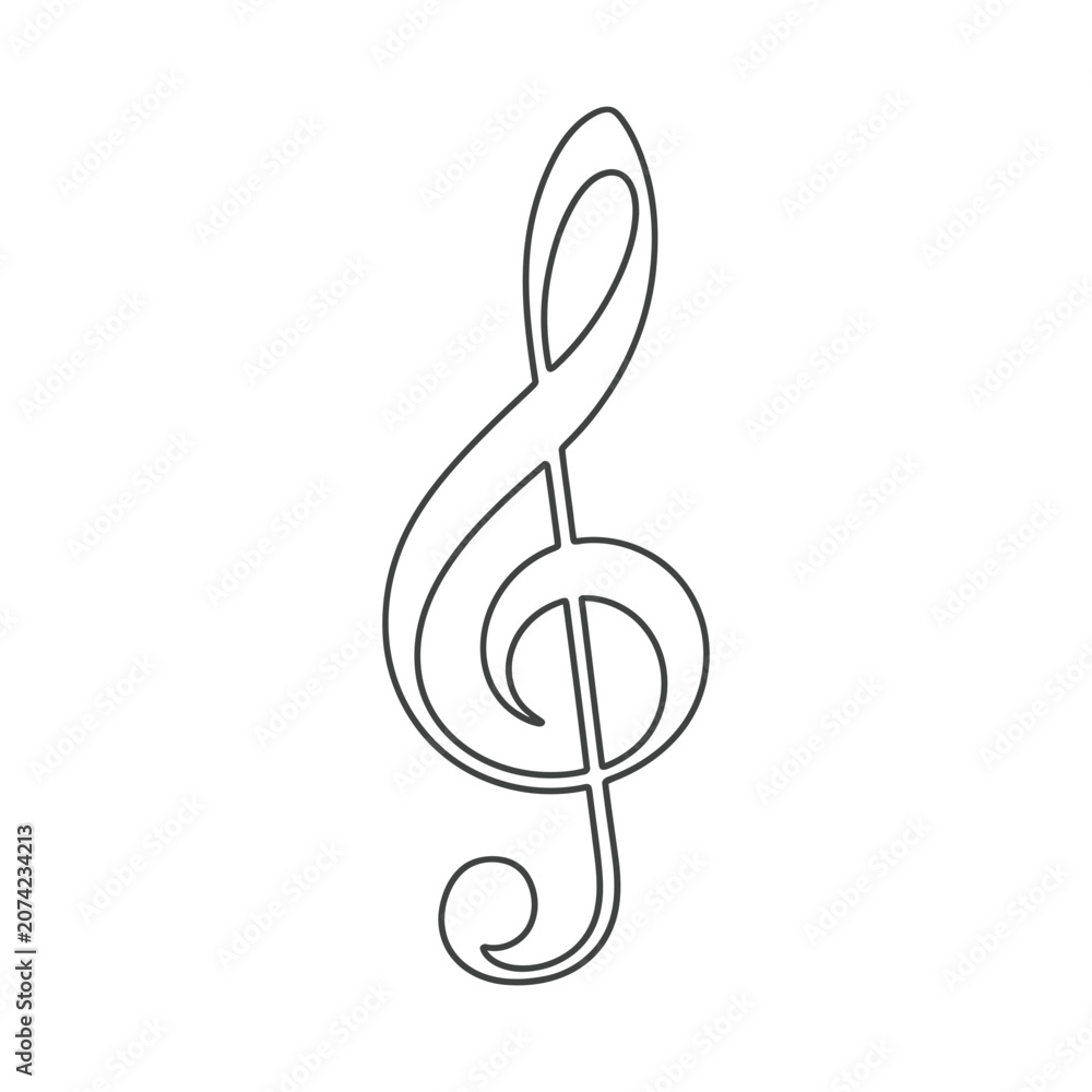 Fototapeta premium G Treble Clef Music Symbol Artistic Line Art Commercial Graphic