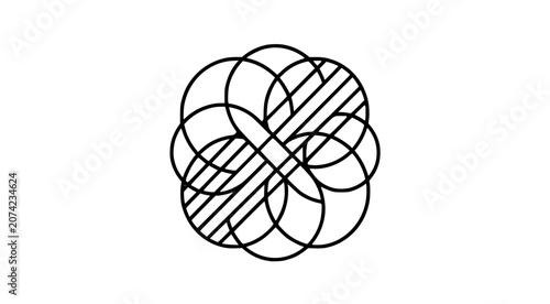 Canvastavla Abstract Geometric Interlocking Circles Symbol - Modern Minimalist Design, Unani