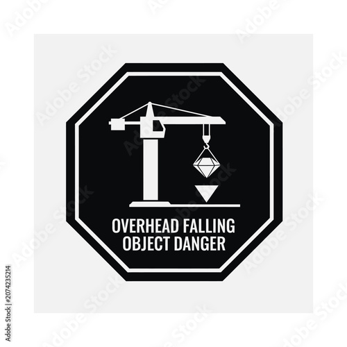 Overhead Danger Sign Construction Crane Object Fall Warning