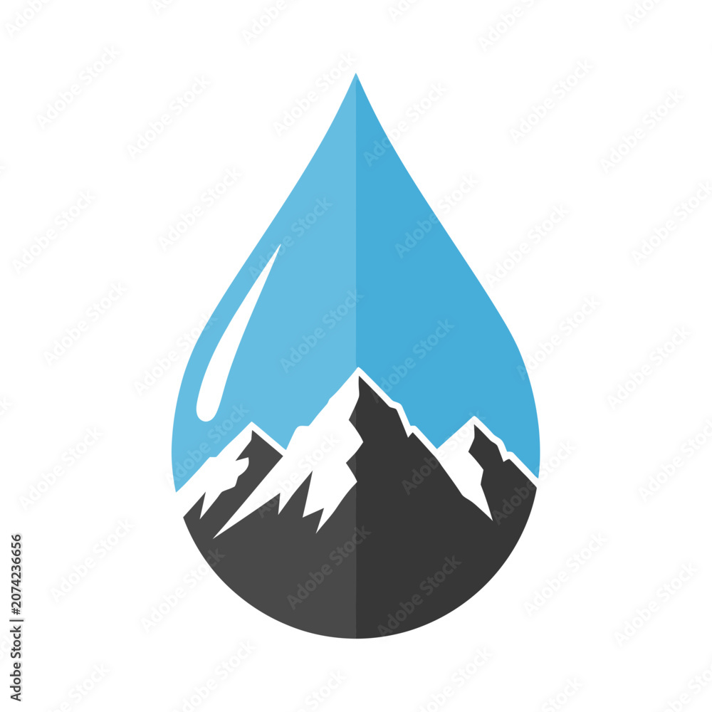 Fototapeta premium Mountain Water Drop Logo: Nature, Purity, Freshness, Landscape, Clean