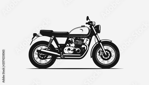 Classic Motorcycle Side View Profile.