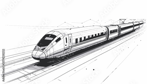 High Speed Train on Railway Tracks.