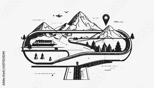 Black and white illustration graphic design.