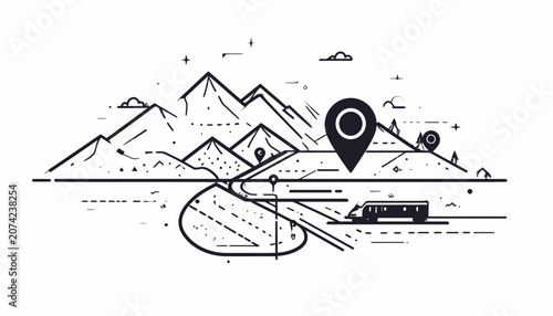 Black and white location pin icon.