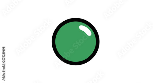 Green sphere with reflection isolated on white background