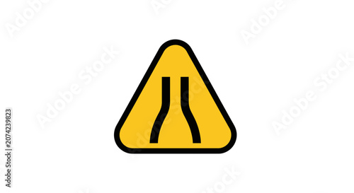 Road Sign Warning of Lane Reduction Ahead