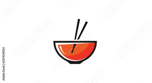 Delicious Asian Soup with Chopsticks