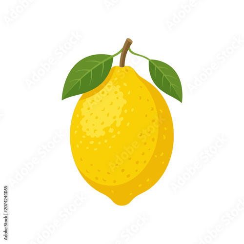Foto A fresh yellow lemon with green leaves on a white background