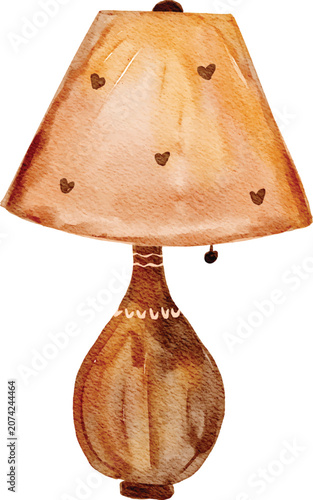 Watercolor Cozy Vintage Table Lamp with Heart Pattern Lampshade