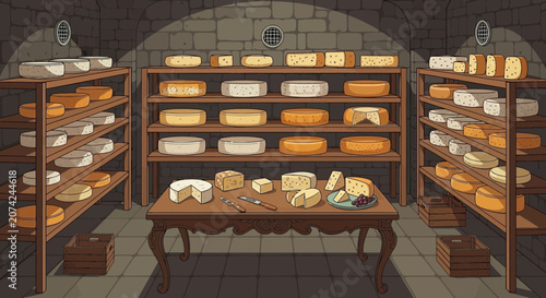 Artisan Cheese Collection in Rustic Cellar Display