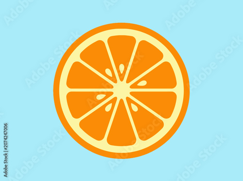 Cuadro en lienzo A vibrant orange slice illustration on a blue background