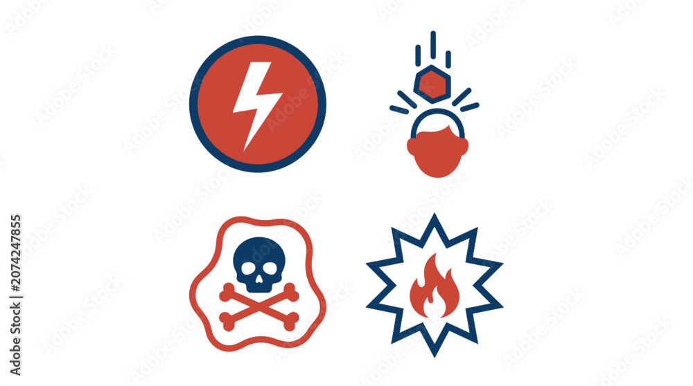 Fototapeta premium A set of four flat vector hazard and warning icons