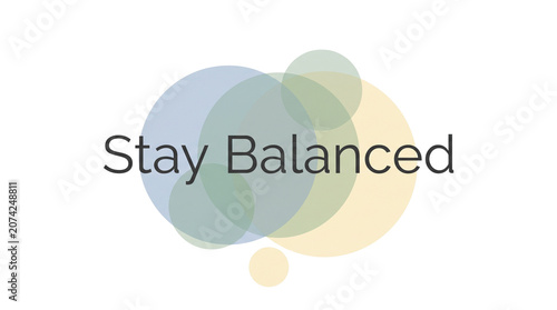 Stay Balanced text with abstract overlapping circles.