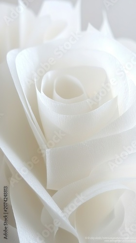 Close-Up of Elegant White Rose Petals with Soft Textures and Layers