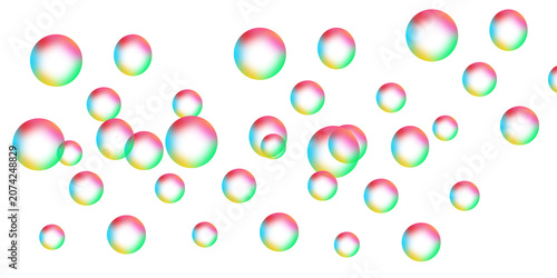 Set of Colorful Iridescent Soap Bubbles Floating on a Clean White Background