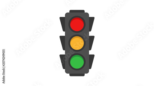 Fotografie A flat vector illustration of a classic traffic light