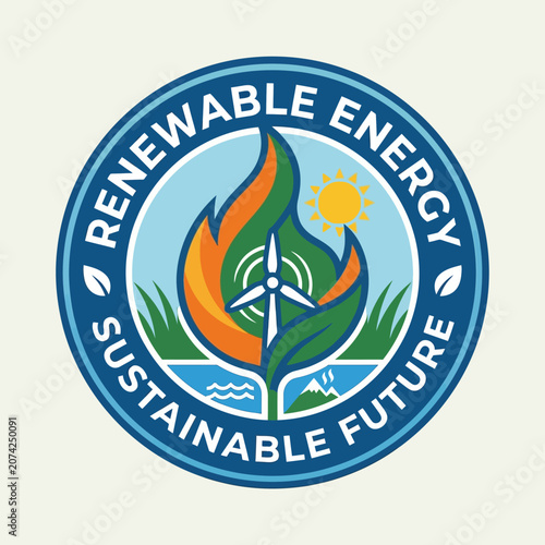 Renewable Energy Sustainable Future Logo Design.