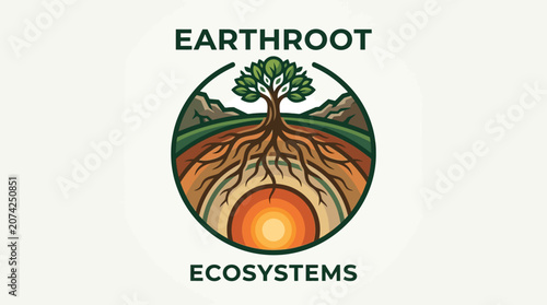 Earthroot Ecosystems Tree Logo Design.