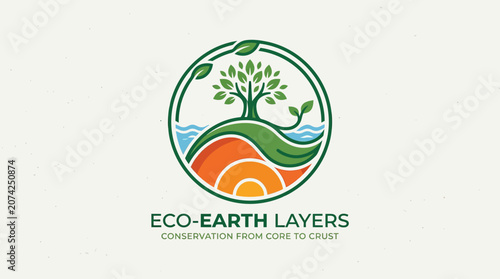 Eco Earth Layers Conservation Logo Design.