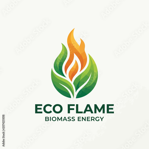 Eco Flame Biomass Energy Logo Design.