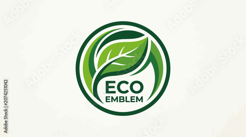 Eco Emblem Green Leaf Logo Design.