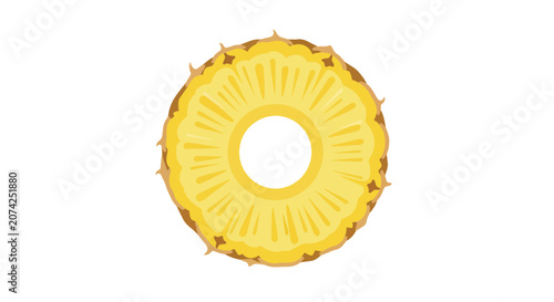 Fresh Organic Pineapple Slice Ring Isolated on White Background for Healthy Diet and Tropical Food Illustration Design