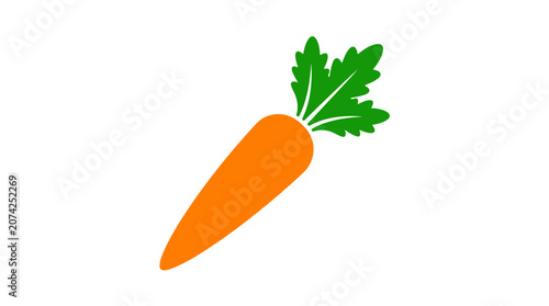 Bild auf Leinwand A simple orange carrot icon with green leaves on white
