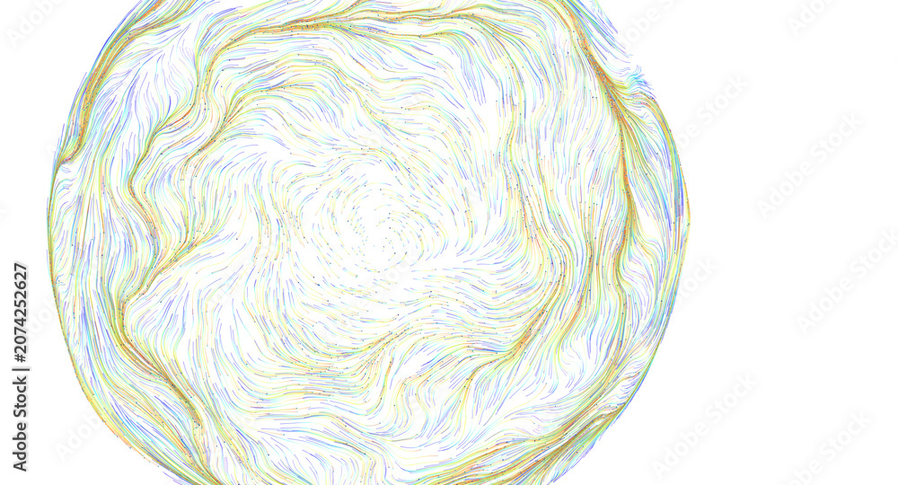 Obraz premium A sphere with dynamic colorful lines and dots creating a sense of flow