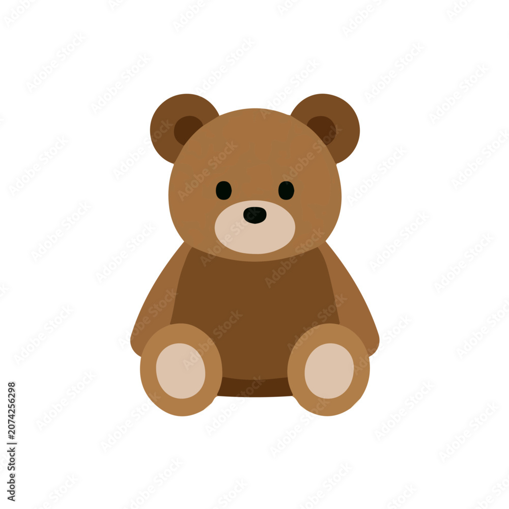 Fototapeta premium Simple flat 2D illustration of Teddy Bear, modern minimalist artwork, isolated on a white background.