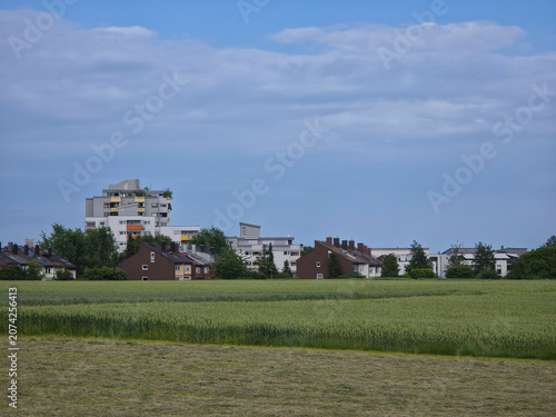 Canvas Print germany, idyllic countryside view of ostfildern ruit with charming village homes