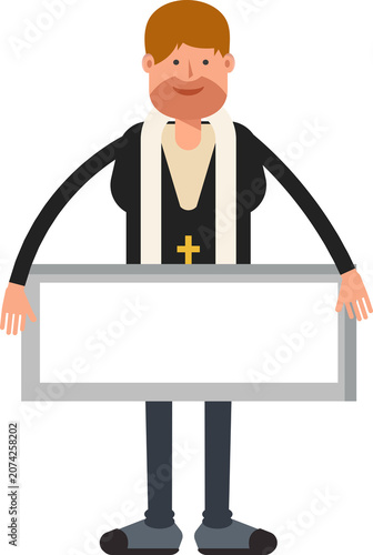 Priest Character and Blank Signage
