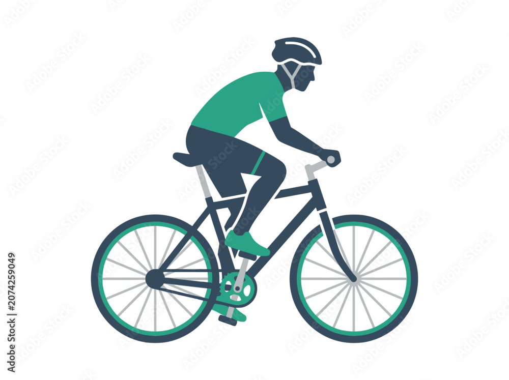 Fototapeta premium A professional cyclist rides a modern road bike on white