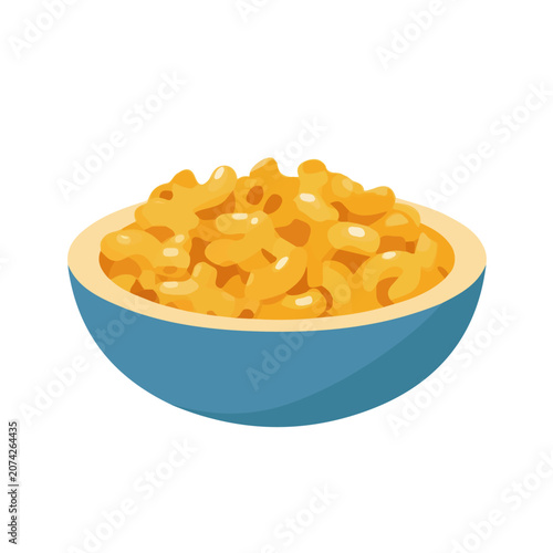 Mac And Cheese, simple flat 2D artwork with minimal details, isolated on a white background.
