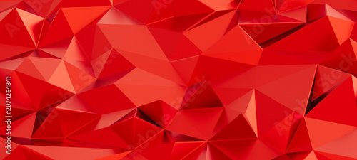 Dynamic red geometric low poly background with sharp angles and facets.