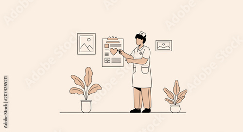 Nurse with Clipboard Document Healthcare Medical Record