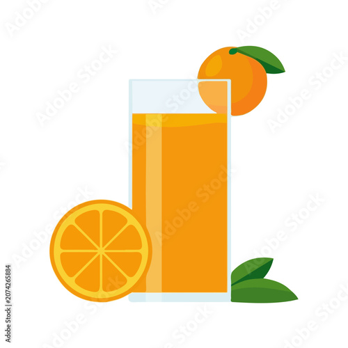 Canvastavla Orange Juice, modern flat 2D illustration with clean simple shapes, isolated on a white background