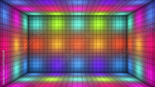 Broadcast Switching Hi-Tech Illuminated Cubes Room Stage, Multi Color, Events, 3D, Loopable, 4K