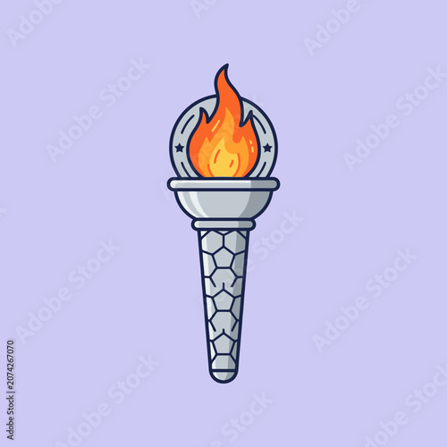 A stylized vector illustration of a burning metal torch icon